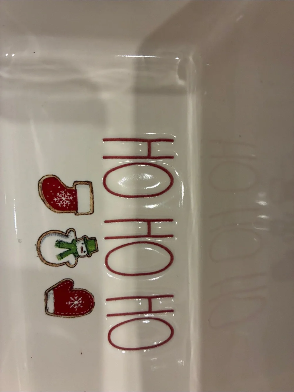 RAE DUNN MAGENTA HO HO HO CERAMIC DISH LOAF PAN GIFT IDEA CHRISTMAS DECOR WHITE